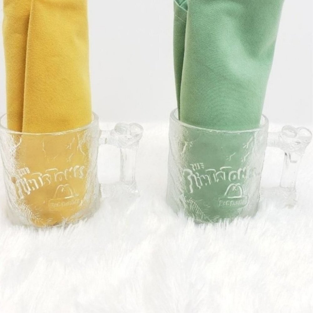 Vintage 1993 Flintstones McDonalds Pre Dawn Promotional Glass Mug Cup Set USA - Picture 1 of 8